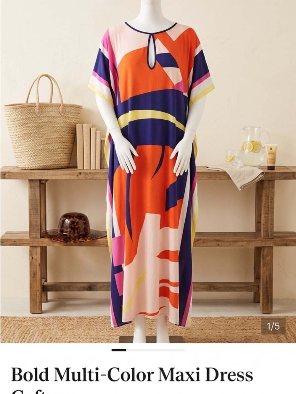Bold Multi-Color Maxi Dress Caftan
